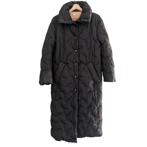 NWT Ssheena Black Puffer Long Coat IT 40 Luxury Italian Designer Outerwear Italy - Picture 2 of 11